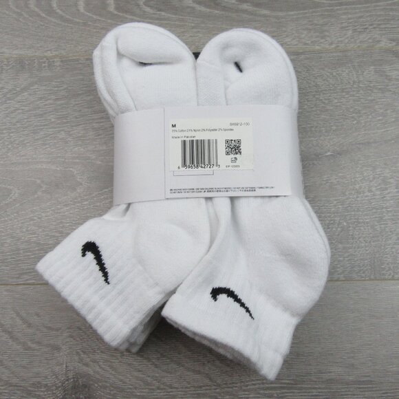 Nike Everyday Ankle Socks White (6 Pack) Women's 6-10 / Youth 5Y-7Y NEW - Picture 7 of 8